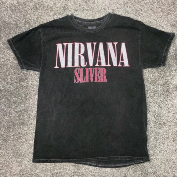 NIRVANA Kids Black Tee with Pink Graphic - Picture 1 of 3